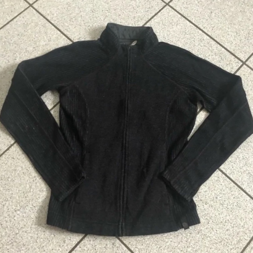 Mountain Hardwear Wool Blend Full Zip Cardigan Sweater Jacket in Black Sz Small